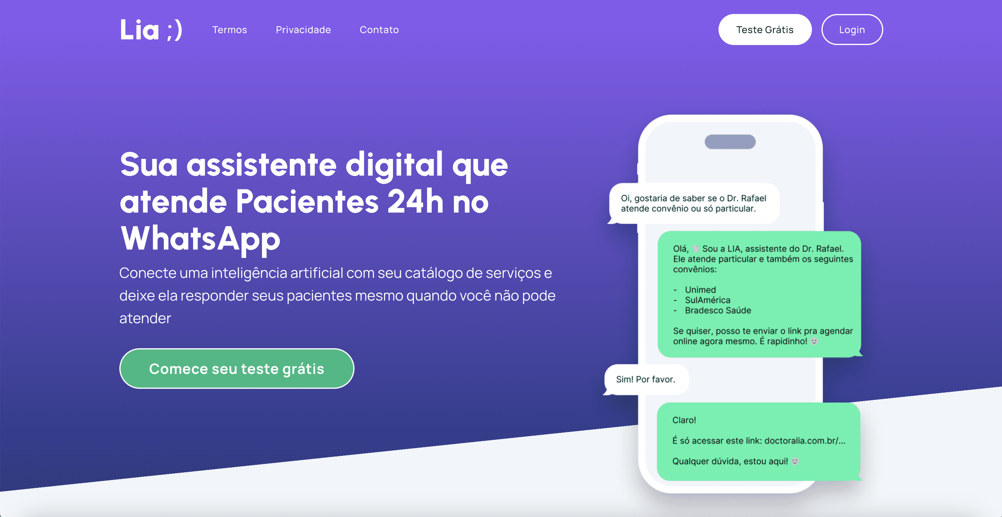 Desenvolvimento de Landing Page: Lia ;)